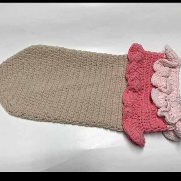 Baby Girl Crochet Cacoon Stocking For Pictures Props Christmas Thanksgiving - Picture 2 of 8